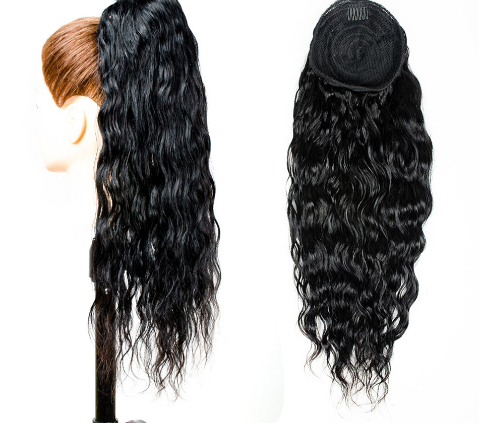 Long Corn Curly real Hair Pieces Drawstring Ponytail Extensions for Women Malaysian remy Hair Extensions 140g
