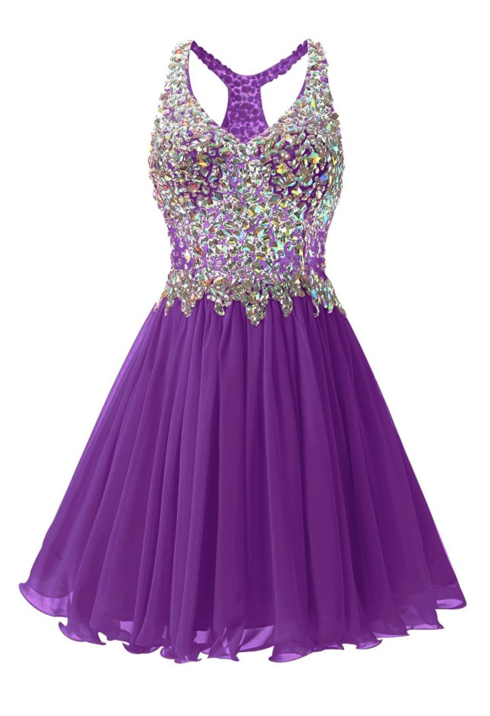 2019 New Elegant V-Neck Short Chiffon Homecoming Dress Beaded Appliques Prom Graduation Gown Mini Cocktail Party Gown QC1418