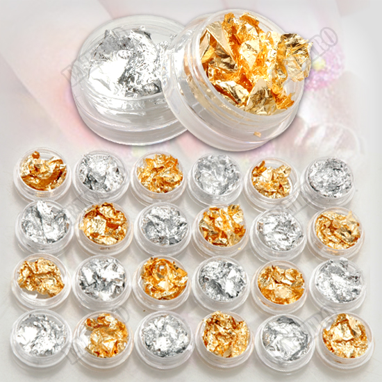 12 Pots Set Gold Silver Nail Foil Flakes leaf for False Nail Tip Body Beautify Makeup Manicure Decoration NA148, Silver;gold
12 Pots Set Gold Silver Nail Foil Flakes leaf for False Nail Tip Body Beautify Makeup Manicure Decoration NA148, Silver;gold