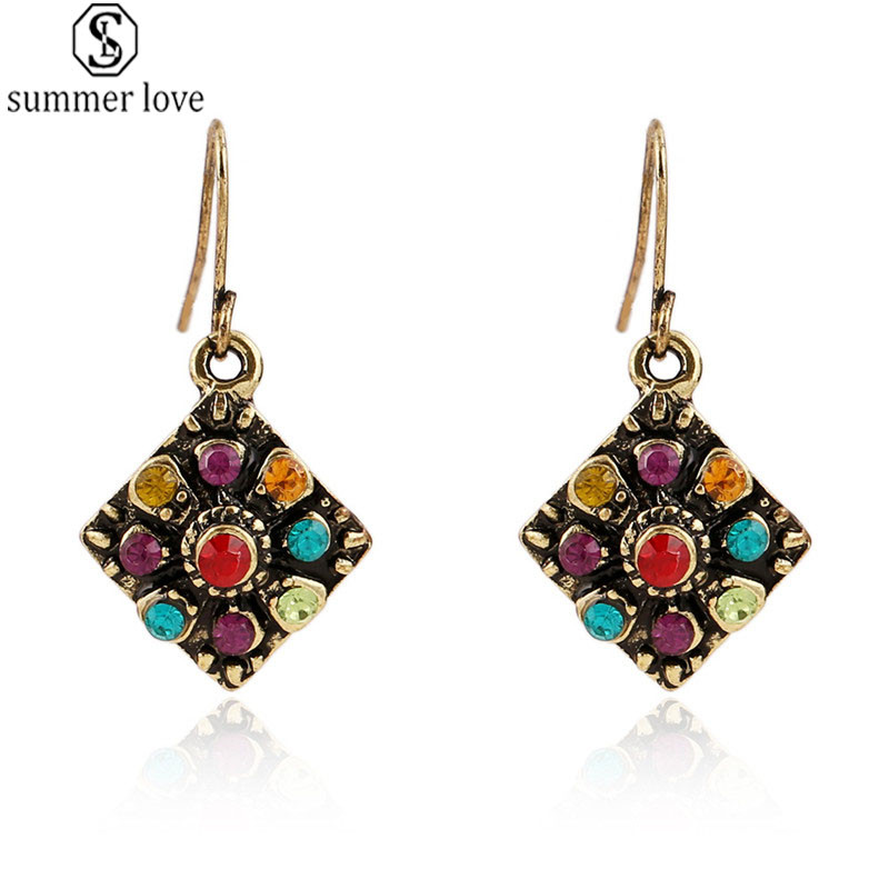 Bohemian National Wind Retro Rhinestone Ear Stud Earrings Colorful Vintage Eardrop Gift For Women Fashion Jewelry Wholesale-Z
Bohemian National Wind Retro Rhinestone Ear Stud Earrings Colorful Vintage Eardrop Gift For Women Fashion Jewelry Wholesale-Z