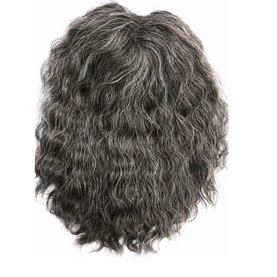 Grey mixed black brazilian cuticle aligned remy hair curly women human hair closure - toppper hairpiece machine made 120g medium density