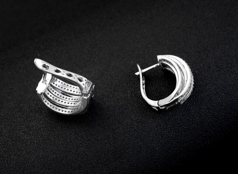 Sterg Sier Pave White Cubic Zirconia Ear Cuff Wedding Earrings for Women - Bohemian Style