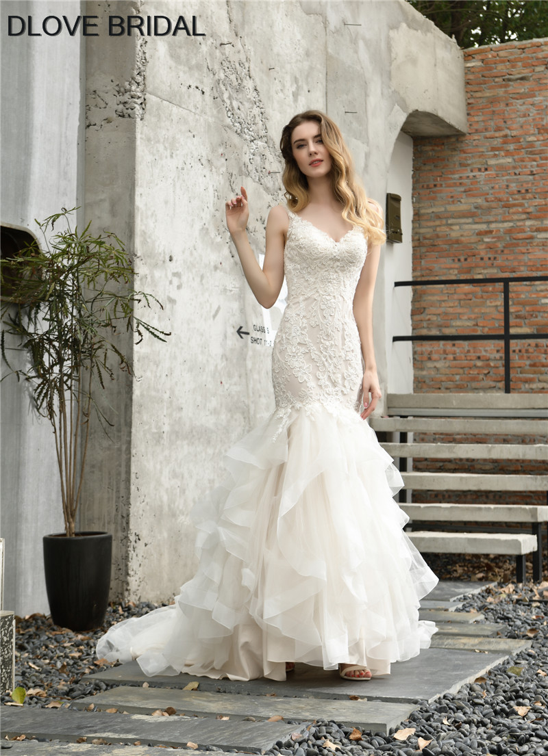 Elegant Mermaid Wedding Dress V Neck Ruffles Skirt Bridal Gown High Quality Factory Custom Made Dresses Vestidos De Novia, Ivory
Elegant Mermaid Wedding Dress V Neck Ruffles Skirt Bridal Gown High Quality Factory Custom Made Dresses Vestidos De Novia, Ivory