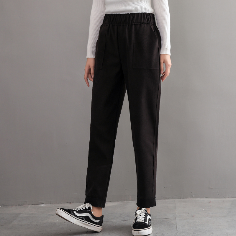 Matte Black White Black Feer Elastic Waist Band Cowboy Haroun Pants Casual Pants Bk4186
Matte Black White Black Feer Elastic Waist Band Cowboy Haroun Pants Casual Pants Bk4186