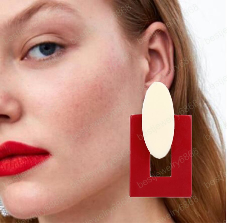 New Style Fashion Big Resin Drop Earrings For Women New Acetic Acid Large Korea Square Earrings Trendy Geometric Jewelr