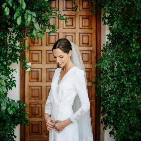 vintage Long Sleeve Country Wedding Dress 2019 V Neck Lace Spandex Elegant A Line Sweep Train Modest Design Bridal Gowns Custom Size