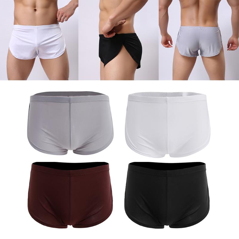 Fashion Men's Plain Boxers Shorts Pajamas Side Split Underwear Low-waist Underpants Sleepwear, As pic
Fashion Men's Plain Boxers Shorts Pajamas Side Split Underwear Low-waist Underpants Sleepwear, As pic