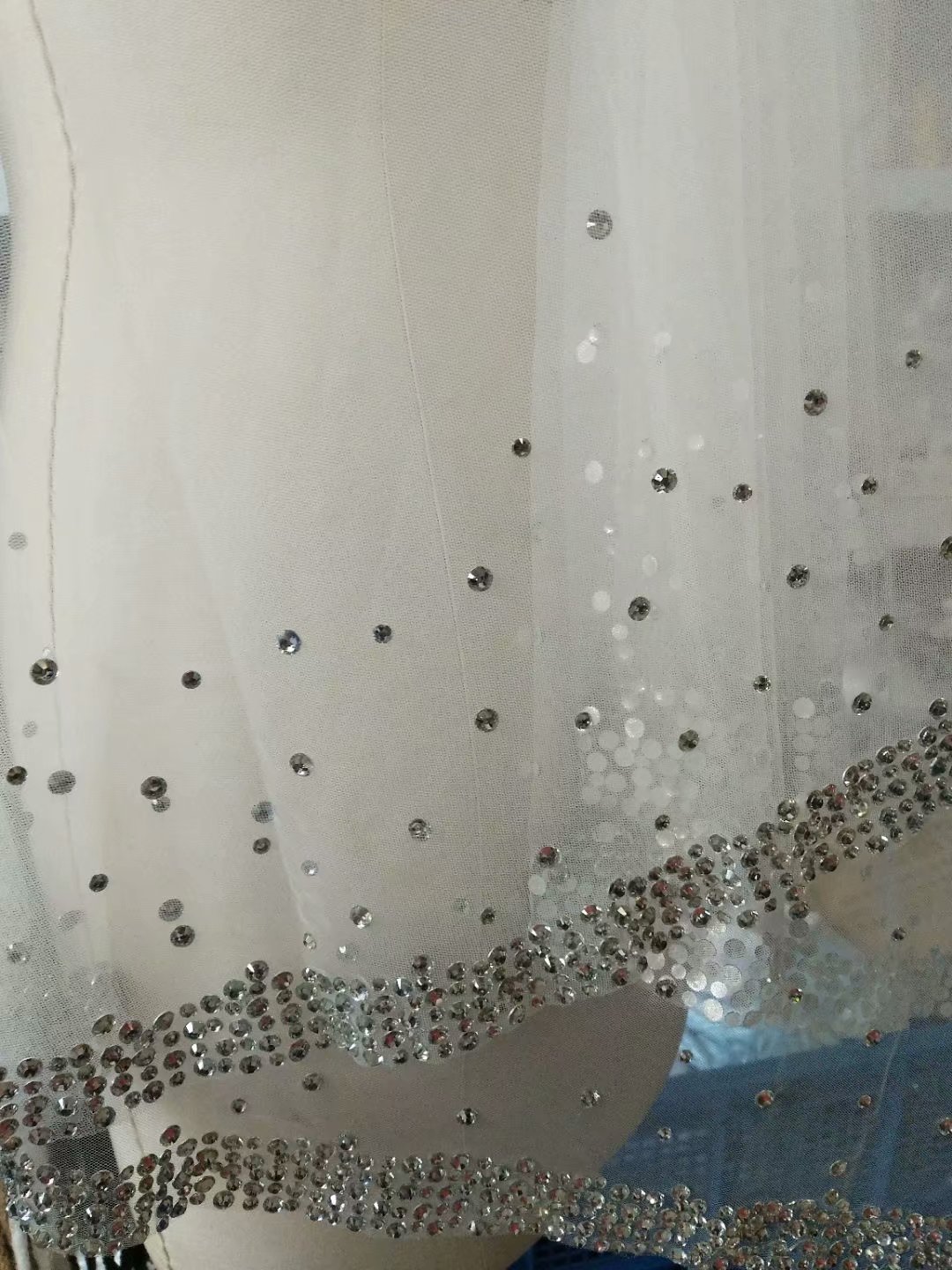 100% Real Image Wedding Bridal Veils Two Layers Bling Bling Tulle Beaded Long Veil With Comb