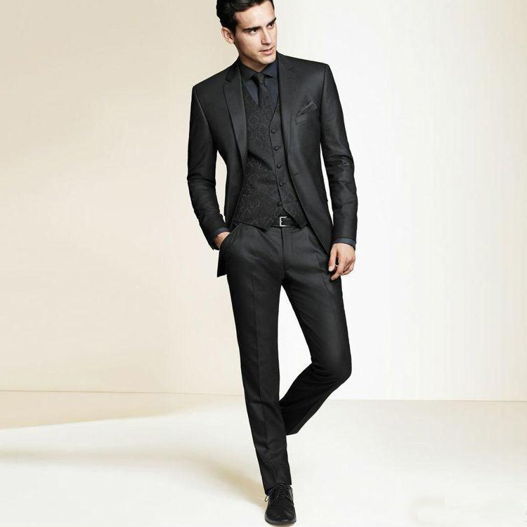 2019 New Groom Tuxedos Suits Men Wedding Jacket Slim Fit Notch Lapel Business Groomsmen Prom Pants Suits