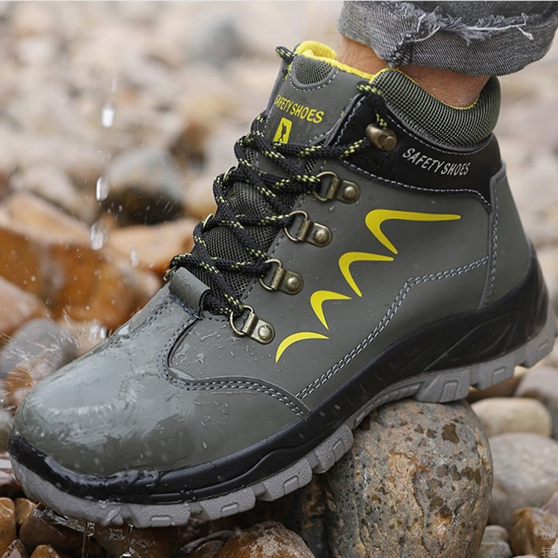 Hot Sale- shoes Men Outdoor Anti-slip Steel Puncture Proof Construction Safety Boots Work Shoes Fashion stab-resistant men's safety shoes