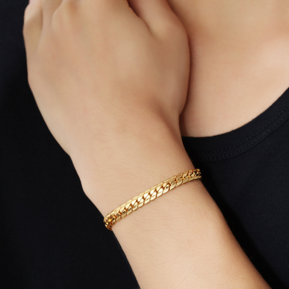 new 6 mm1821cm Luxury men039s Gold Bracelet plated 18K Gold Bracelets for men women Jewelry Couple Bracelet