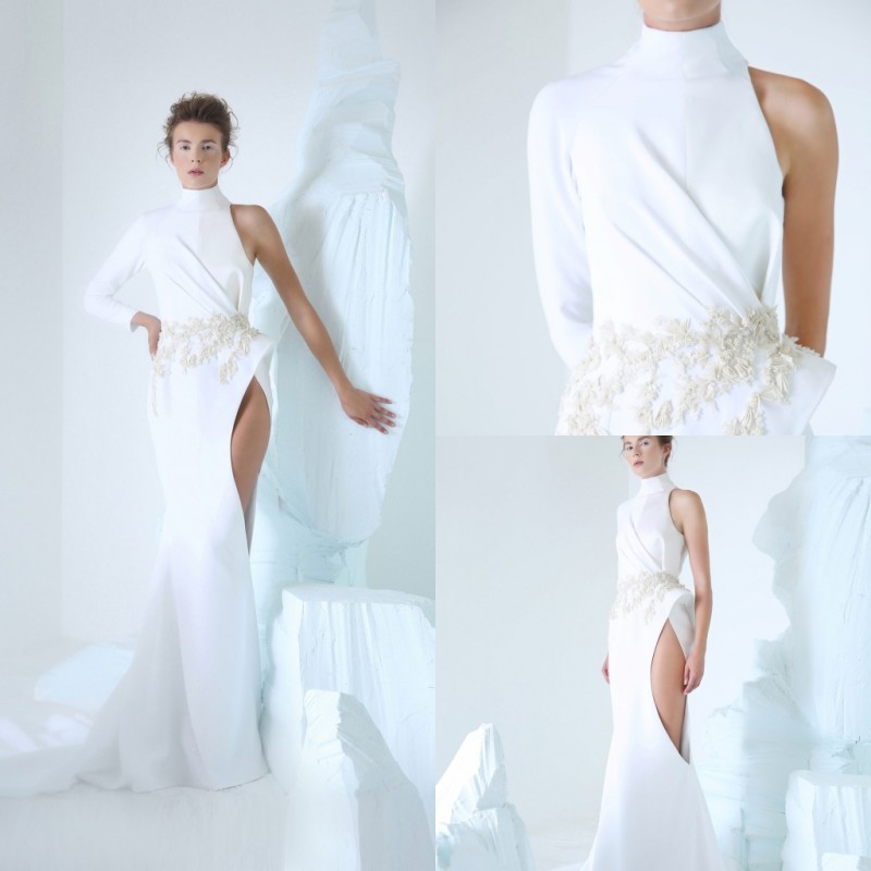 2019 White Mermaid Evening Dresses Lace Appliques High Neck Lace Formal Prom Dress Side Split Custom Made Special Occasion Party Gowns, Black;red
2019 White Mermaid Evening Dresses Lace Appliques High Neck Lace Formal Prom Dress Side Split Custom Made Special Occasion Party Gowns, Black;red