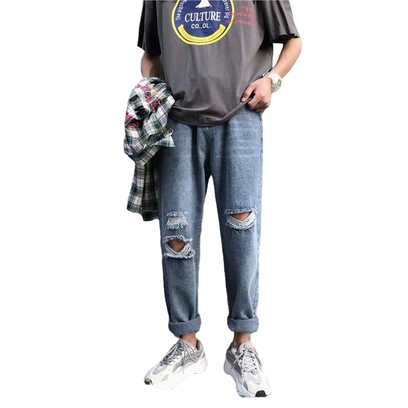 Fashion Streetwear Men's Jeans Vintage Blue Gray Color Skinny Destroyed Ripped Jeans Broken Punk Pants Homme Hip Hop Men, Sky blue
Fashion Streetwear Men's Jeans Vintage Blue Gray Color Skinny Destroyed Ripped Jeans Broken Punk Pants Homme Hip Hop Men, Sky blue