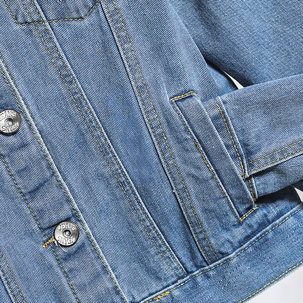 JAYCOSIN Women's style long-sleeved denim jacket Womens Casual Jean Jacket Long Sleeve Denim Coat Retro Cowboy Pockets