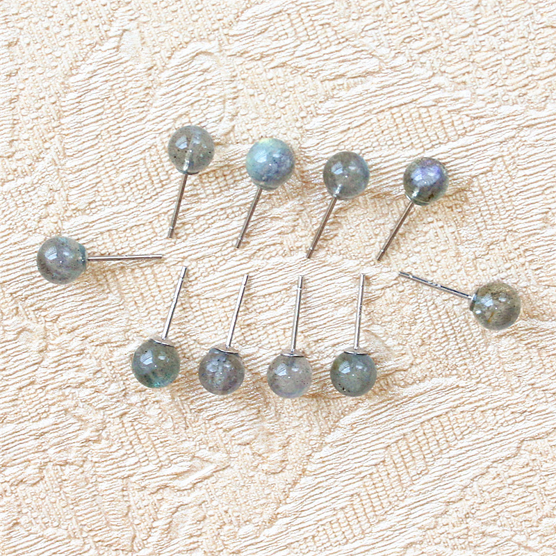 Brand 925 sterling silver semi-precious stones gemstones earrings classic American hand-made designer jewelry moonstone stud earring