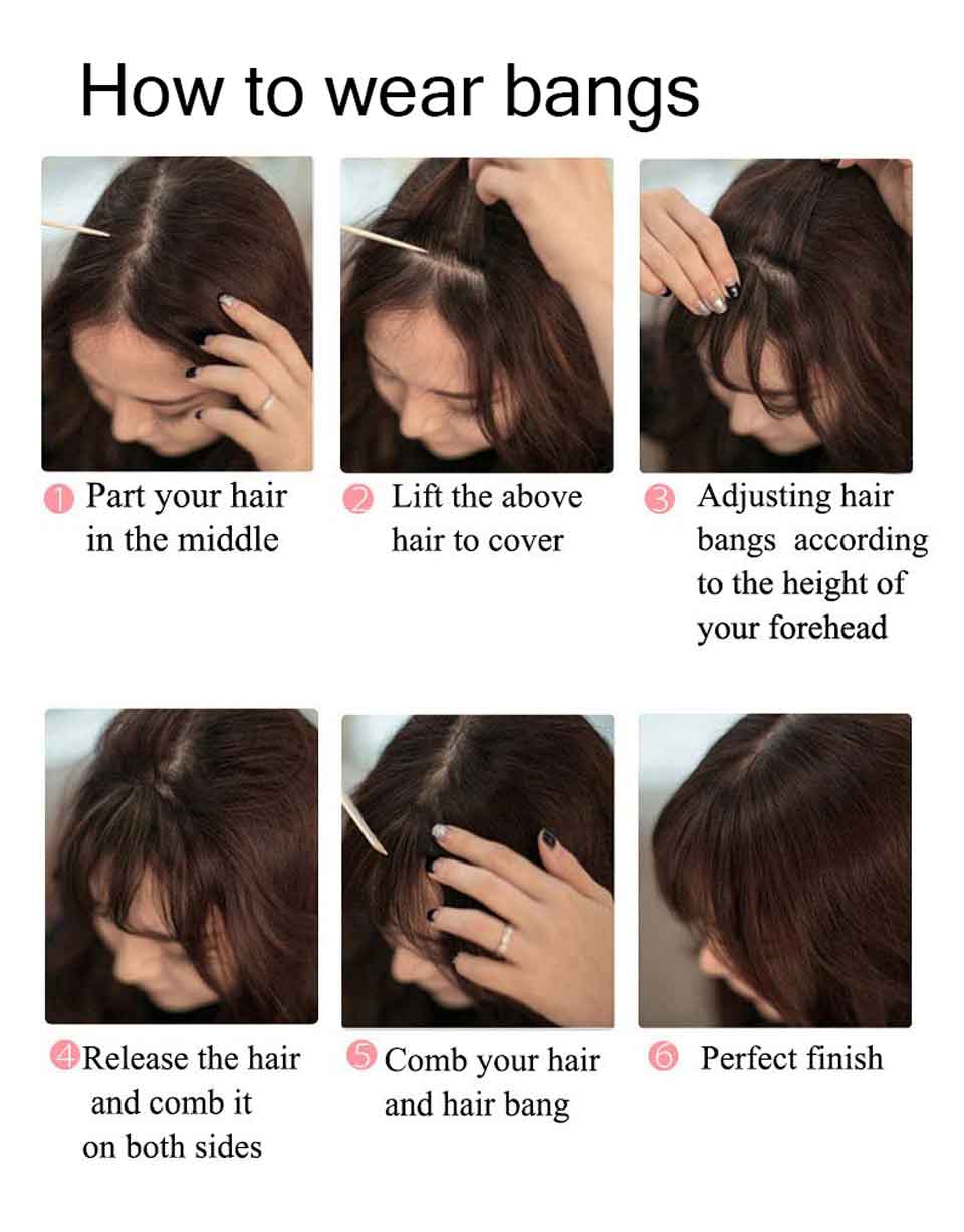 100 Human Hair Bangs Hand Tied Hair Fringe Hairpiece Clip in Air Bangs With Temple For Women