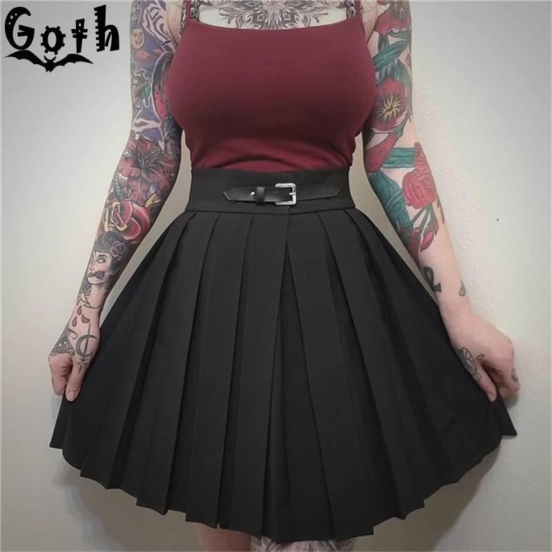 Women Pleated Skirts Harajuku Solid Black Lattice High Waist Punk Skirts Summer Slim Belt Casual Streetwear Female Short
Women Pleated Skirts Harajuku Solid Black Lattice High Waist Punk Skirts Summer Slim Belt Casual Streetwear Female Short
