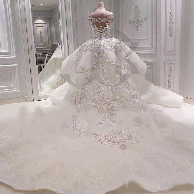 Luxury 2020 Real Image Lace Mermaid Wedding Dresses With Detachable Overskirt Dubai Arabic Portrait Sparkly Crystals Diamonds Bridal Gowns