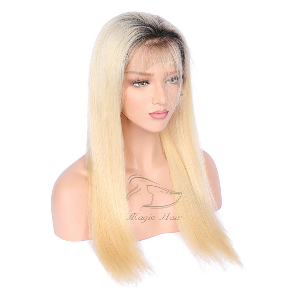 T1B#613 Full Lace Human Wig with Baby Hair Pre Plucked Brazilian Remy Hair Ombre Blonde Lace frontal Human Hair Wigs