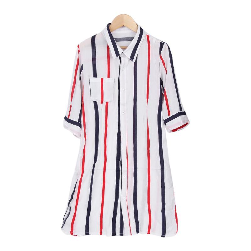 Charming Personality Spring Fashion Loose Vertical Striped Women Casual Long Shirts Blouses Tops with Blue and Red Color Hot
Charming Personality Spring Fashion Loose Vertical Striped Women Casual Long Shirts Blouses Tops with Blue and Red Color Hot