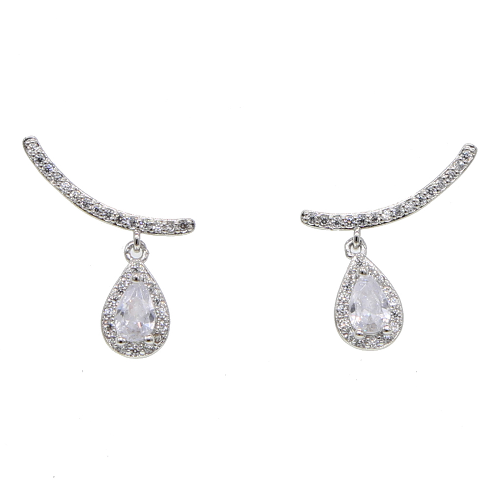 colorful tear drop diamond cz drop charm earring long climber fashion elegance mulit piercing stud earrings