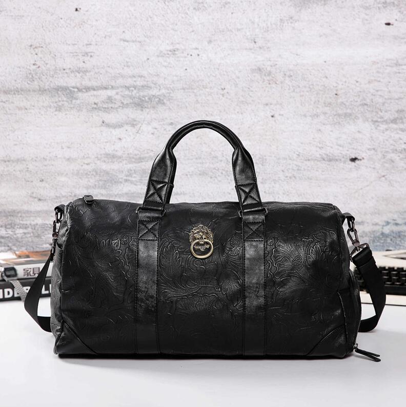 Factory wholesale men bag street fashion rivet punk leisure handbag personality metal decoration mens travel bags fashions leather fitness handbags, Black 
Factory wholesale men bag street fashion rivet punk leisure handbag personality metal decoration mens travel bags fashions leather fitness handbags, Black