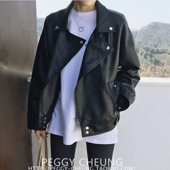 Women's Jackets Jacket Women Black Solid Zipper Long Sleeve Comfortable Womens And Coats Harajuku Korean Style Casual Leather Coat Chic1