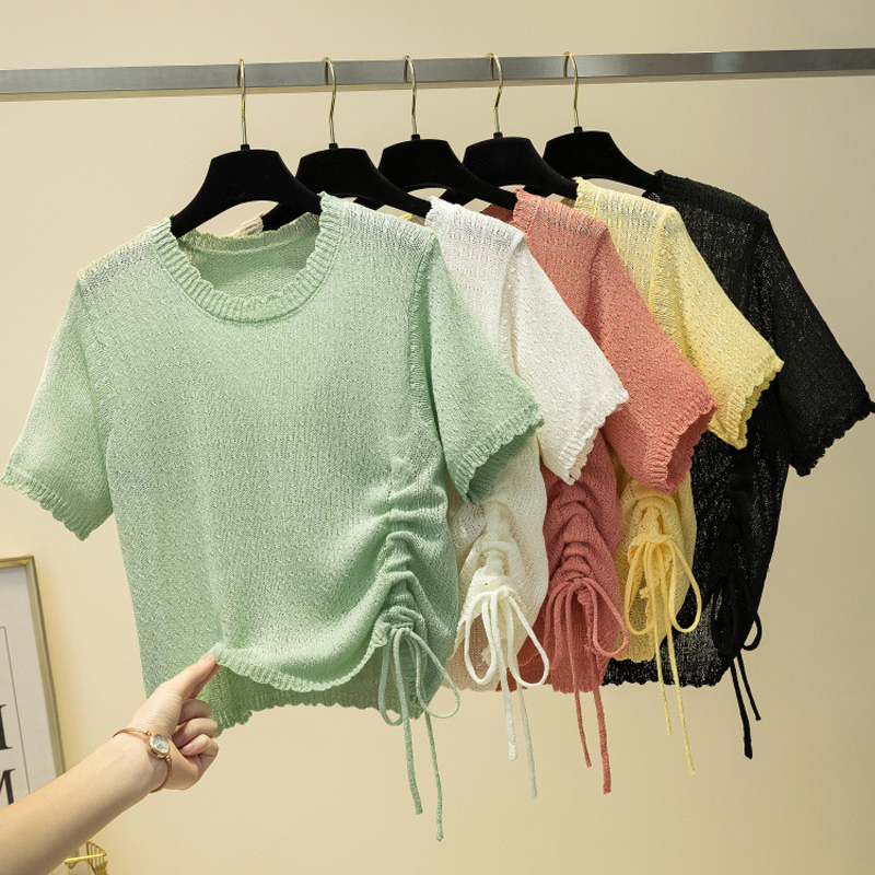 Summer Short Sleeve Pullover Women Sweater Knitted 2020 Drawstring Lady Tops Korean Femme Jumper XZ811, Black
Summer Short Sleeve Pullover Women Sweater Knitted 2020 Drawstring Lady Tops Korean Femme Jumper XZ811, Black