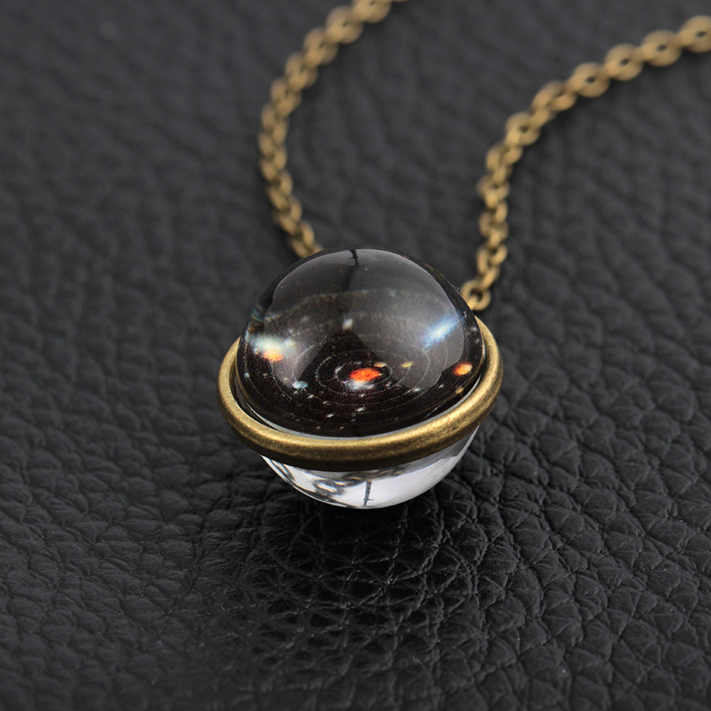 Fashion Double-sided Glass Ball Luminous Couple Necklaces Universe Fantasy Star Pendant Necklace High Quality jewelry