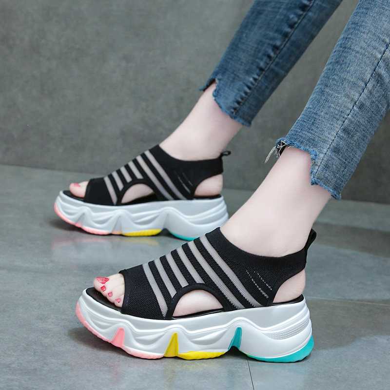 Designers Women Platform Sandals 6cm High Heeled Chunky Sandal Wedges Casual Shoes Woman Mesh Breathable 2020 Summer, Black
Designers Women Platform Sandals 6cm High Heeled Chunky Sandal Wedges Casual Shoes Woman Mesh Breathable 2020 Summer, Black