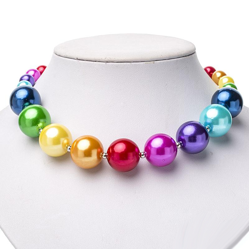 Girl Rainbow necklace bracelet Set Candy Colorful bubble beads Kids Children Beauty Charms Necklace holiday Gift