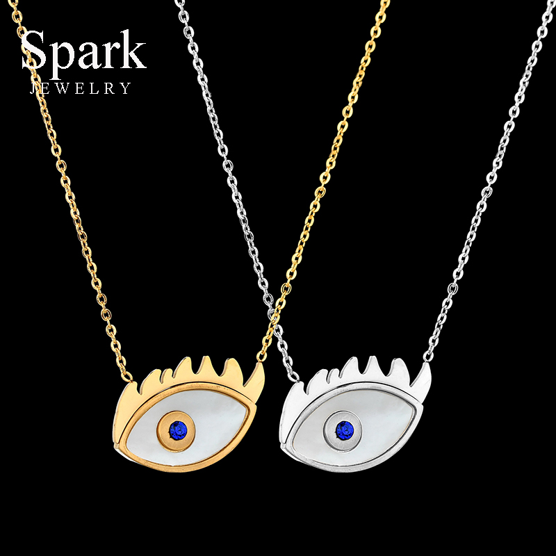 Pendant Necklaces Spark Vintage Stainless Steel Eye Of Devil Necklace Blue Rhinestone Evil Amulet For Women Men Party Gift
Pendant Necklaces Spark Vintage Stainless Steel Eye Of Devil Necklace Blue Rhinestone Evil Amulet For Women Men Party Gift