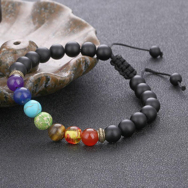 Charms 7 Chakra Bracelets Natural Lava Stone Bracelet Adjustable 8mm Energy Yoga Healing Beads Fashion Jewelry Gift 3 Styles