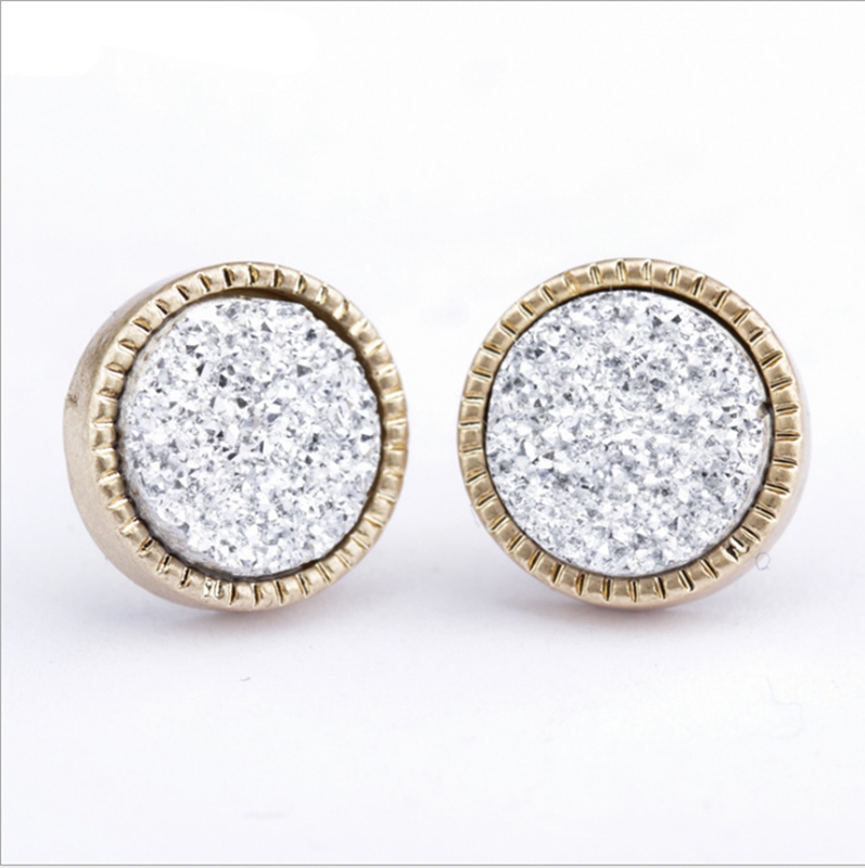 Silver ice out high diamond cluster zircon round screw back round earrings men and women hip hop jewelry