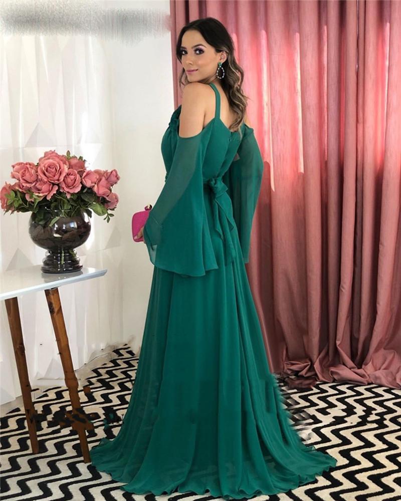 Chiffon Evening Dresses 2020 Long Women Party Gowns Halter Sweep Train A Line Special Occasion Prom Dress Vestidos De Fiesta