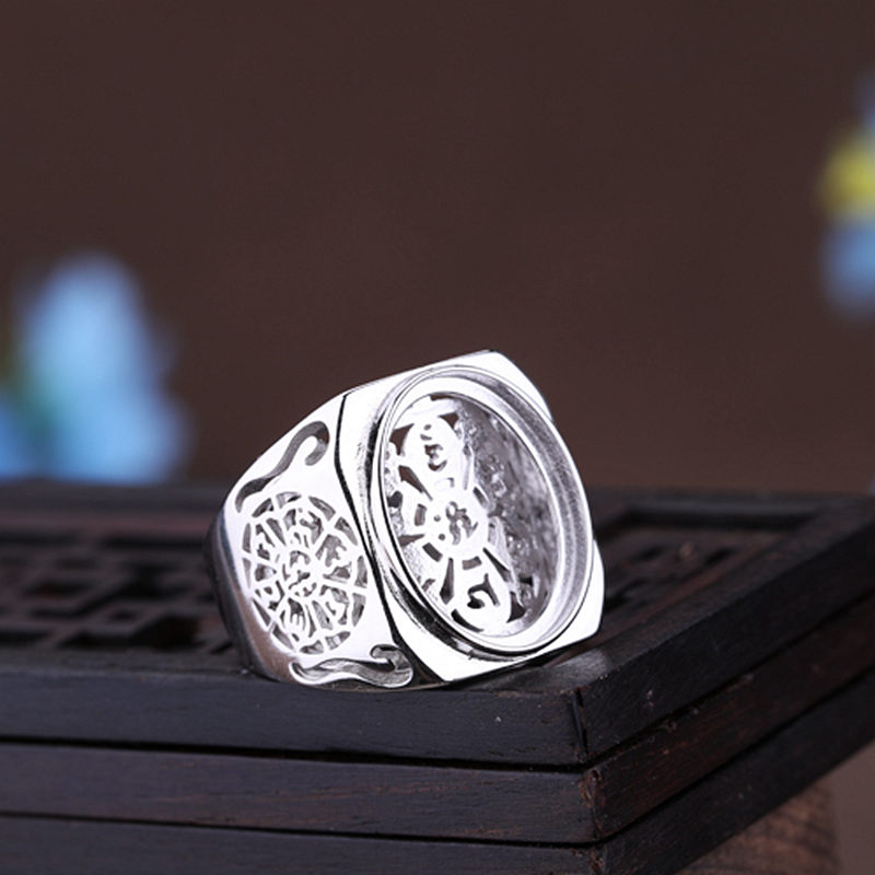 925 Sterling Silver Men Engagement Wedding Ring 14x18mm Oval Cabochon Semi Mount Ring Setting White Gold Color