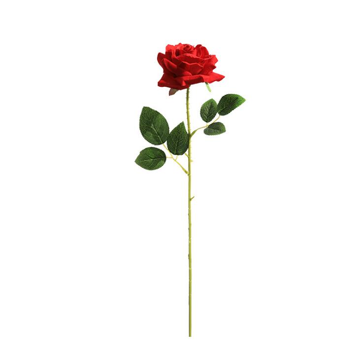 Artificial flowers single stem rose flowers for Wedding home decorations valentine day gift velvet material artificial rose flowers