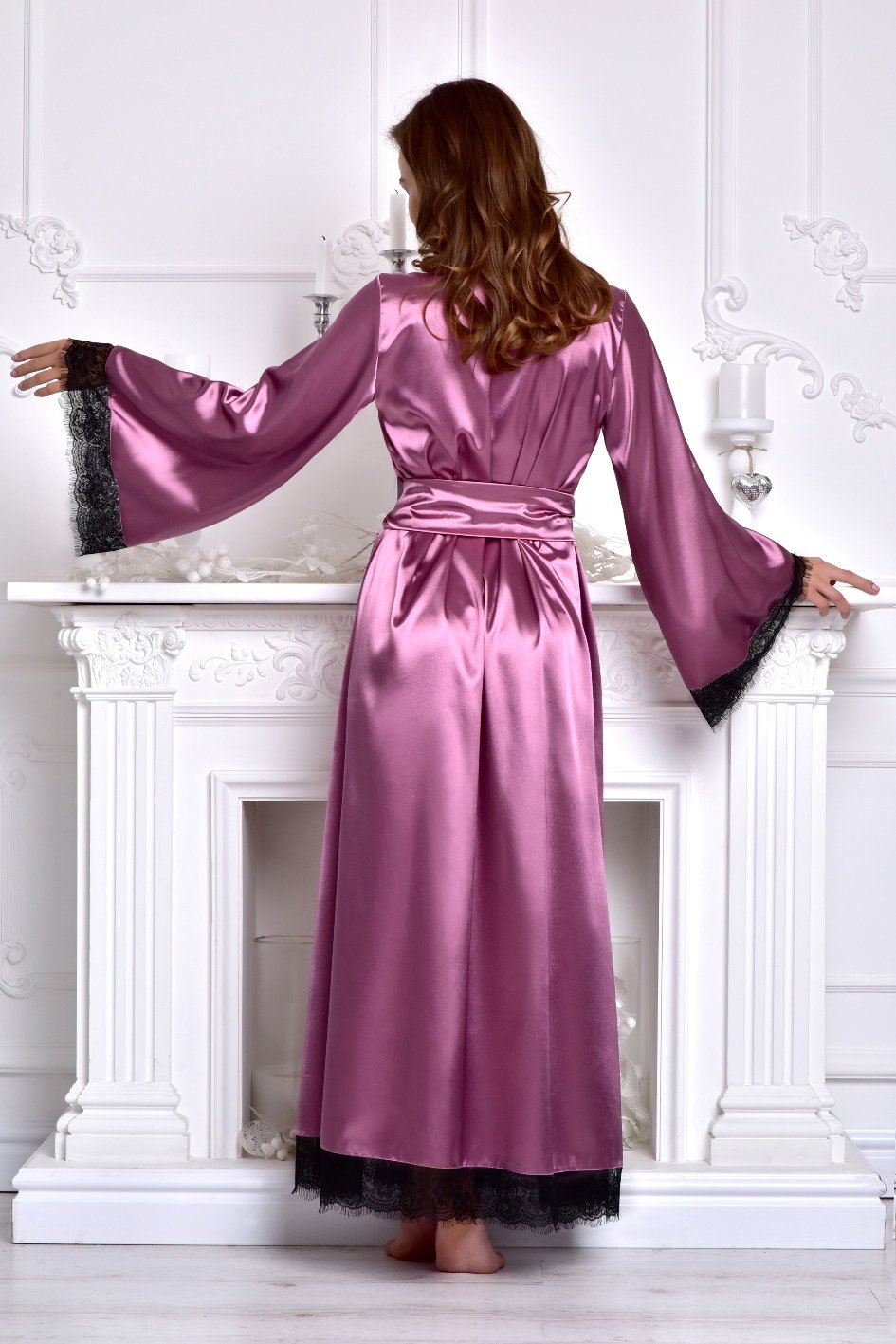 sexy plus size nightwear women long sleeve lace night robes custom made satin sleepwear cheap