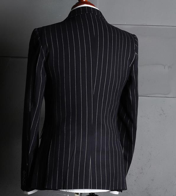 Stripe Groom Tuxedos 2019 Wedding Pants Coat Best Man Blazer 2 Pieces (Jacket+Pants) Men Suits Prom Party Dress Suit Custom