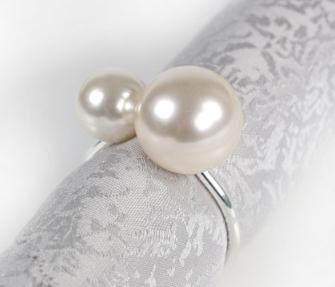 Metal Pearl Napkin Ring Double Pearl Napkin Holder Gold Silver Napkin Rings Table Decoration 12pcs/lot