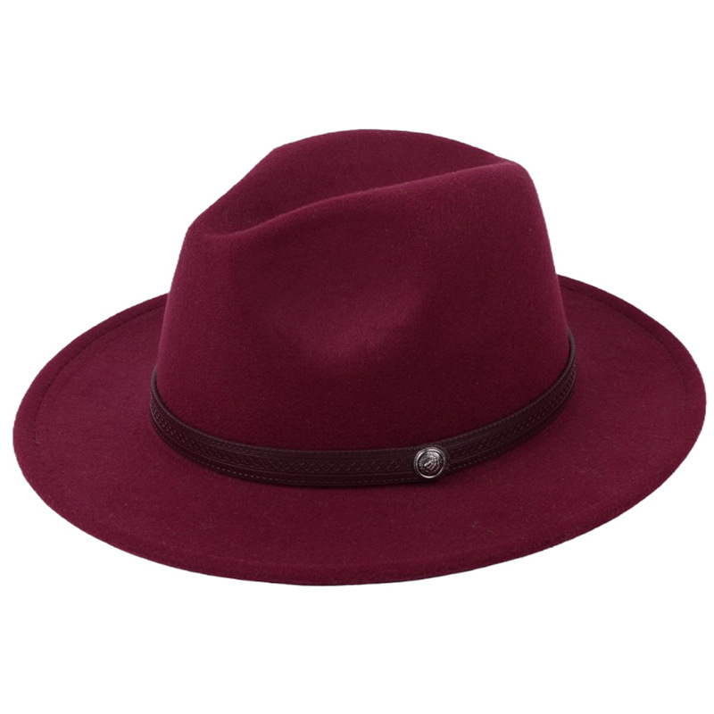 Fashion-e Unisex Wool Felt Fedora Hats with Leather Band Women Vintage Wide Brim Mens Fedoras Cap Jazz Hat Panama Formal Hat