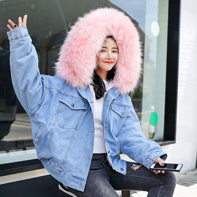 New Arrival Fashion Women Winter Denim Jacket Cotton Padded Warm Thicken Ladies Coat With Fur Collar Parka Womens Jackets, Black;brown
New Arrival Fashion Women Winter Denim Jacket Cotton Padded Warm Thicken Ladies Coat With Fur Collar Parka Womens Jackets, Black;brown