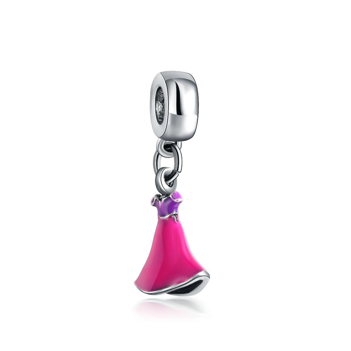 New Enamel Princess Dress Pendant Girl's Skirt Cinderella Silver Plated Charm European Beads Dangle For necklaces bracelet Jewelry Making
