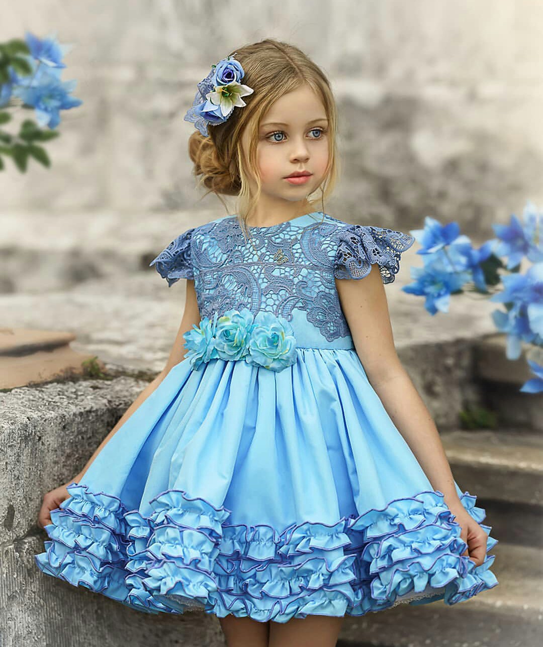blue pageant gowns jewel sleeveless appliqued lace hand made flower girl flower girl dress tiered custom made hot sell birthday gowns