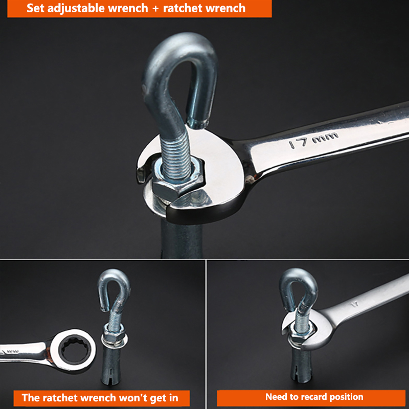 8-19MM Ratchet Wrench Automatic Head Labor-saving Open Torx Wrench Dual Use Repair Tool Auto Motorcycle Repair Hardware Tools