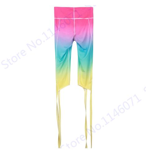 Cheap 2020 Gradient Color Ballet Infinite Turnout Leggings Slimming High Waist Yoga Capris Pants Dance Spirit Bandage Skinny Tights Women's