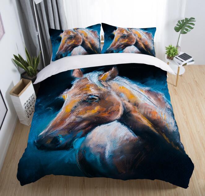 3D Horse Bedding Set Flying with Pillowcase Twin Full Queen King Size 2pcs/3pcs