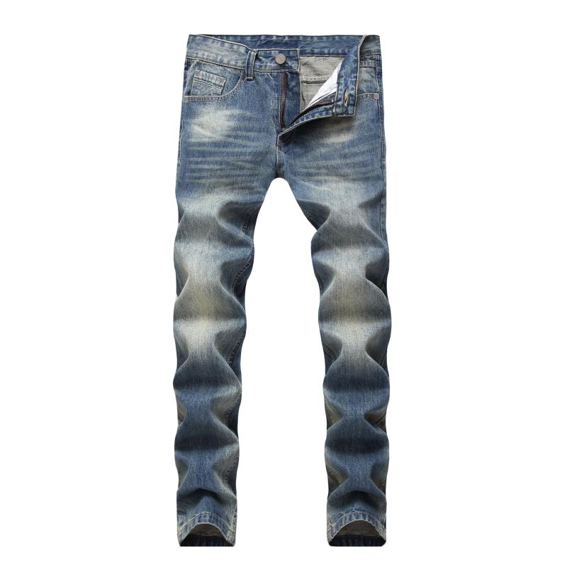 2020 Men's Straight Jeans Youth Slim Casual Fashion Denim Trousers, Blue