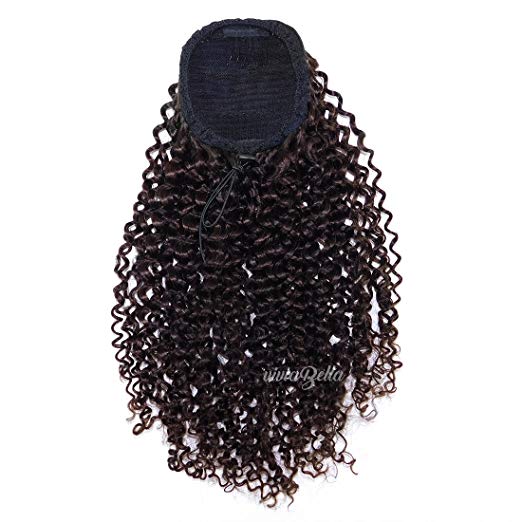 160g deep cury black hair pony tail extension drawstring clip in virgin hair ponytail chignon human hair puff updo