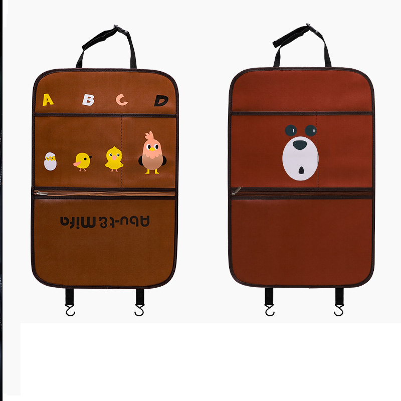 Cute Cartoon Car Organizer Multi-function Storage Bag Car Back Seat Storage Stowing Tidying Tablet Phone Universal Car Supplies For Auto